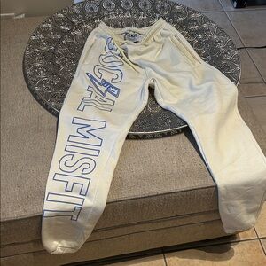Social Misfit Sweatpants in Cream and Blue